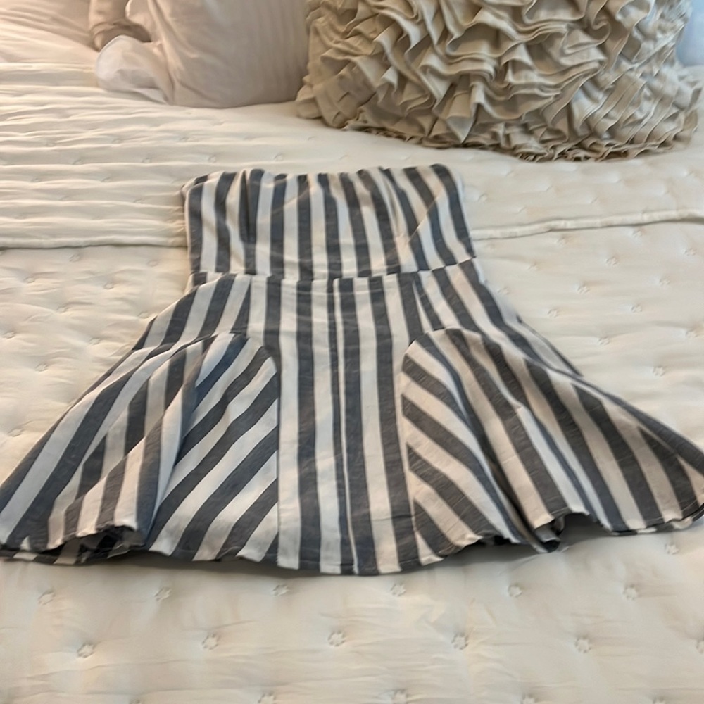 Princess poly striped strapless mini dress